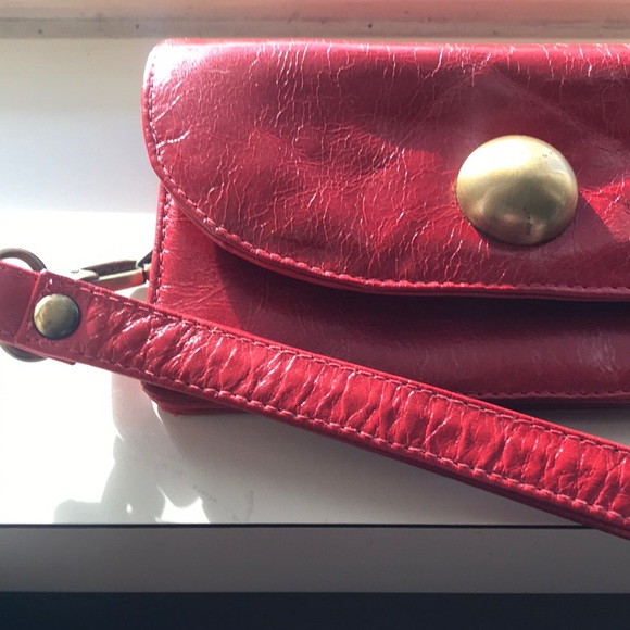 Alt Red Leather Wallet Wristlet W/Big Stud Snap - Picture 6 of 17
